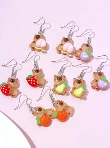 5 Pairs Glow-In-The-Dark Cute Capybara Shape Dangle Earring Set