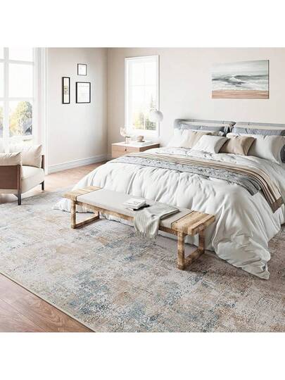 Washable Rugs Area Vloerkleed 200 300 Cm Bruin Grijs Moderne Abstract Living Room Bedroom Large Non Slip Short Pile Zachte Tapijt Dining Office view 3