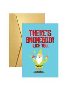 1pc Pun Birthday Card Funny - Bday Greeting Card For Women, Men, Her, Friendly Garden Gnome With Envelope - Multicolor - View 1