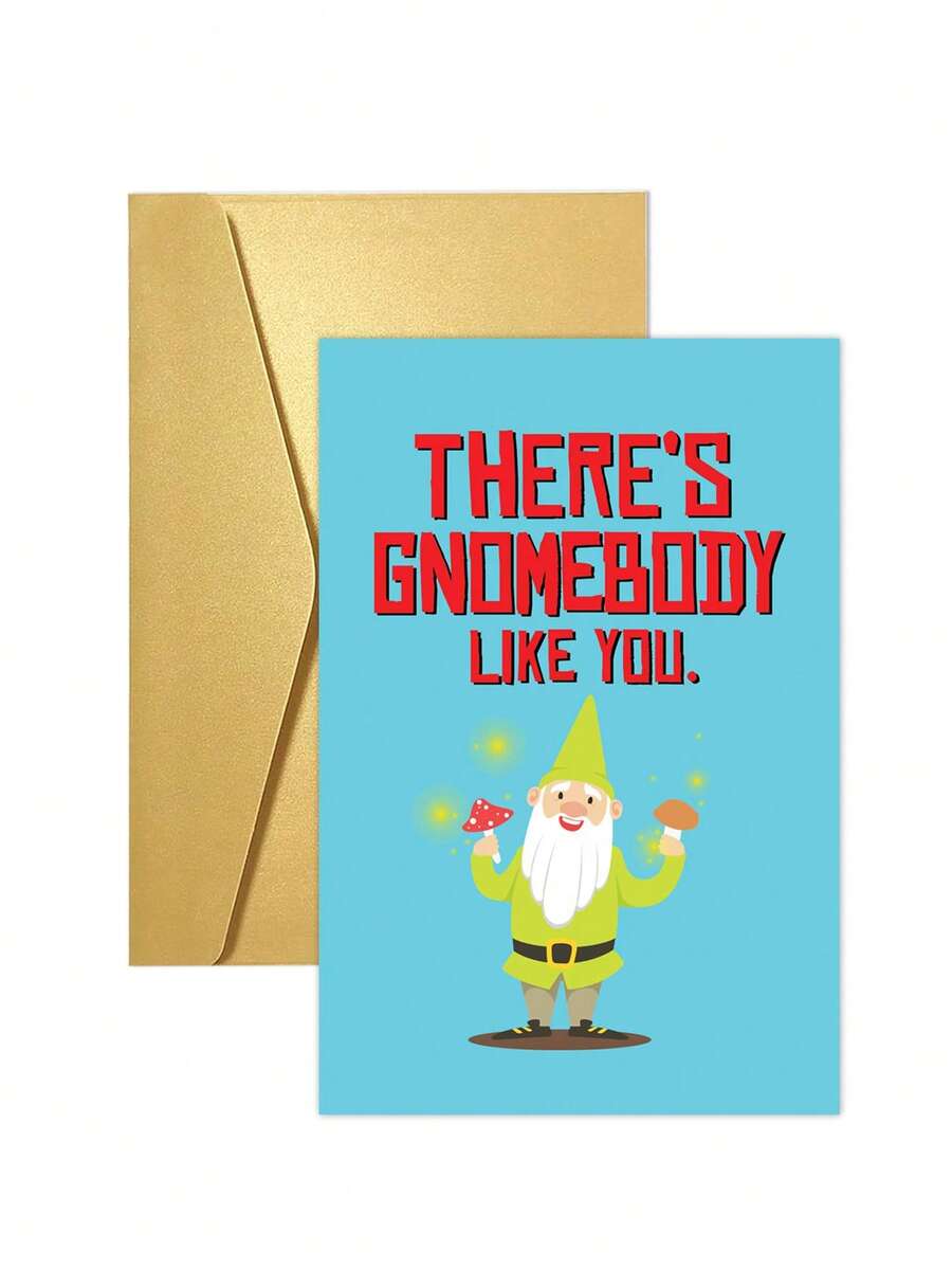 1pc Pun Birthday Card Funny - Bday Greeting Card For Women, Men, Her, Friendly Garden Gnome With Envelope - Multicolor - View 1