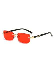 Colorful Square Fashion Glasses For Men, Narrow Frameless Fashion Glasses, Suitable For Summer Sun Protection, Beach Vacation, Outdoor Sports, Party, Self-Driving, Fishing, Cycling, Shopping And Taking Photos Accessories Back To School Fashionable Preppy School Look