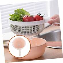 Double Layer Plastic Fruit Strainer With Handles Versatile Rice Wash Drain Basket For Vegetables Kitchen Utensils For Easy Washing Food Preparation
