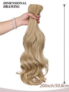 1pc V-Shaped Wavy Long Hair Extension, One Piece Clip In Hair Extensions, Natural Look And Volume Enhancement - Beige - View 5