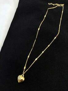 1pc Adjustable Minimalist Heart Pendant Necklace, Simple Yet Elegant Design For Daily Wear & Wedding Events Halloween Valentine's Day Valentines