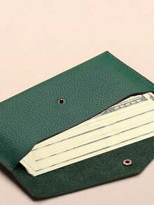 1件信封钱包，可重复使用便士信封钱包，简约纯色长款钱包，时尚休闲钱包，多功能卡夹，卡套信封卡夹，男女适用（纽扣颜色随机）