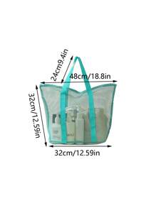 Solid Color, Foldable, Suitable For Swimming And Fitness, Also For Bathroom Toy Storage, Lightweight, Large Capacity, Portable Mesh Beach Bag, Perfect For Family Trips, Vacations, Vacations, Beaches, Camping And Hiking Schoolbags, Large Capacity, Portable, Suitable For Teen Girls And College Students, Perfect For Returning To School, College, Junior High School And Senior High School
