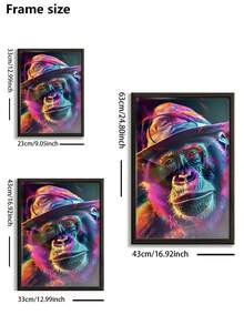 1/3 件，可选框架，赛博朋克风格，猴子帆布墙艺术装饰，动物主题，带框架的墙壁艺术，适用于卧室、浴室、房间和家居装饰。
