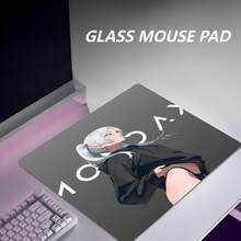 Glass Mouse Pad Black Japanese Anime Cool Hard Mouse Pads For Gaming, Professional Large Mouse Mat 17.72*15.75 Inch, Special Glass Surface With Improved Precision And Speed