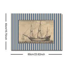 1pc Framed/Unframed Blue Striped Antique Boat Vintage Wall Art Poster Canvas Print Retro Sailboat Nautical Kids Room Decor Nursery Painting For Apartment,Living Room,Bedroom,Modern Home Decoration - Multicolor - View 8