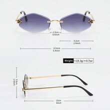 1 件装无框时尚钻石形豹纹时尚眼镜，前卫时尚，优雅 - 彩色 - 查看 6