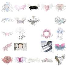 50 piezas Pegatinas blancas, pegatinas Kpop, pegatinas Kawaii, pegatinas coquetas, pegatinas lindas, pegatinas de arte, pegatinas estéticas, paquete de pegatinas para patinetas, equipaje, computadoras portátiles, parachoques, suministros para fiestas temáticas