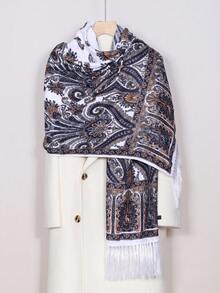 1pc Paisley Pattern Elegant Polyester Scarf, Printed Long Scarf/Shawl For Autumn/Winter - Multicolor - View 5