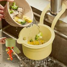 1pc Plastic Hanging Sink Drain Basket, Self-Cleaning Push-In Automatic Tilting Kitchen Sink Food Waste Collector, Bottom Removable For Easy Installation And Disassembly