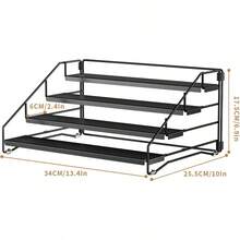 ZDDLOINP 4 Etagen Einstellbare Gewürzregale Gewürzregal Ohne Bohren Stapelba Gewürz Organizer Gewürzregal Stehend Gewürzregale für die küche Schwarz 2er Set - Schwarz - Übersicht 3