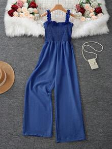 Women's European Style Spaghetti Strap Jumpsuit - Royal Blue - View 2