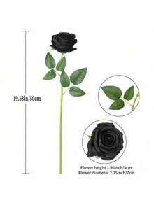 1/6/10支装仿真丝绸玫瑰花，长茎人造玫瑰，适用于家居装饰、派对、万圣节礼物、花篮、汽车装饰、服装配饰、桌面摆设（黑色）、万圣节房间装饰