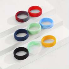8 Pack Men's Silicone Rings Men Rubber Wedding Band Ring Fit Size 7-15 , 8mm Wide, 2mm Thick