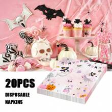 100/60/20 Stücke 13 x 13 Zoll süße Einwegservietten mit Halloween-Muster mit Spinnennetzen, Fledermäusen, Kürbishexen und anderen Mustern, dekorative Servietten für Feiertagstreffen und Halloween-Mottopartys
