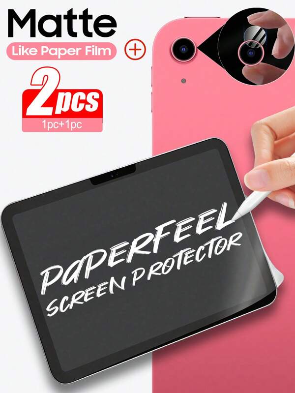 ZYONS 2 Packs Paper Feel Screen Protector+ Camera Lens Protector For IPad 11th Generation/10th Generation/9th/8th/7th 2025 2022 10.2 Air 4 5 10.9 1 2 3 4 5 6, Matte PET Painting Write Film For IPad 10.9, Write And Draw Like On Paper, Anti Glare Screen Protector Drawing Paper Feel Film