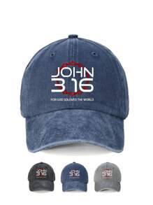 1pc John 3:16 Inspirational Quote Printed Adjustable Baseball Cap - Unisex Casual Streetwear Style, Available In Multiple Colors