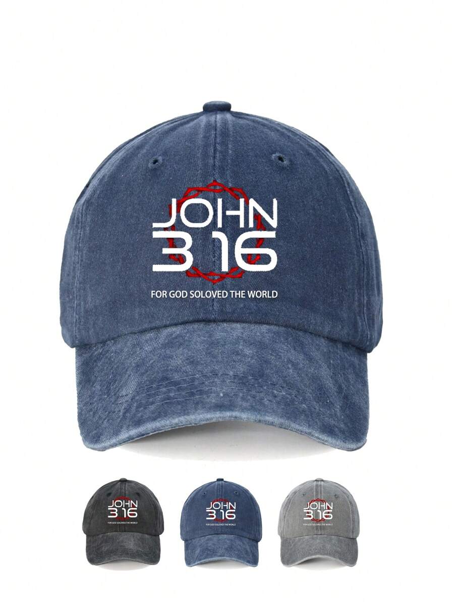 1pc John 3:16 Inspirational Quote Printed Adjustable Baseball Cap - Unisex Casual Streetwear Style, Available In Multiple Colors