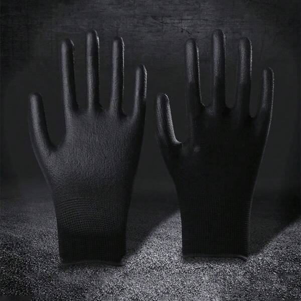 6 Pairs Of PU Finger Gloves, Palm Gloves, Anti-Static Work Gloves, Abrasion Resistant And Non-Slip Safety Gloves For Gardening And Woodworking