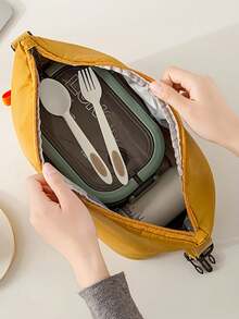 1ks módní minimalistická izolovaná taška na oběd, velkokapacitní přenosná krabička na oběd, vhodná pro kancelářské pracovníky, studenty, venkovní kempování, piknik, skladování potravin v kuchyni, úložiště kancelářských obědů a školních obědů. Nezbytná letní outdoorová a školní věc, lze použít jako školní tašku na oběd, dámskou izolovanou tašku, piknikové doplňky a školní potřeby. - Multicolor - Zobrazit 4