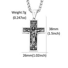 1pc Vintage Stainless Steel Jesus Cross Pendant With 60cm Chain, Suitable For Both Men And Women For Daily Wear