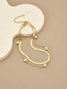 1 金属星形不锈钢女士海滩轻奢脚链 - 金黃色 - 查看 13