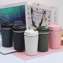 500ml/17oz Tazas de viaje a prueba de derrames y fugas, tazas de café reutilizables con tapas, termos de café de acero inoxidable con aislamiento térmico para bebidas calientes y frías, aptas para automóvil, uso diario, viajes y regalos