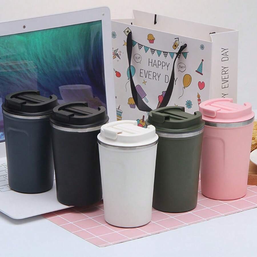 500ml/17oz Tazas de viaje a prueba de derrames y fugas, tazas de café reutilizables con tapas, termos de café de acero inoxidable con aislamiento térmico para bebidas calientes y frías, aptas para automóvil, uso diario, viajes y regalos