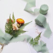 3 卷雪纺丝带、花束用雪纺丝带、礼品包装用布丝带、婚礼/圣诞节装饰用手工磨损丝带、1.5 英寸 X 5.5 码/卷、礼品包装用丝带、婚礼请柬、DIY 工艺品、新娘花束、圣诞节 - 彩色 - 查看 7