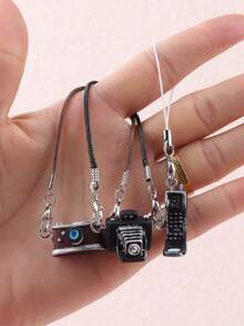 Dollhouse Miniature Model: Vintage Camera, Black & White Handbag, Necklace Accessory, Figurine, Hanging Decor