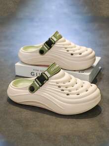 男士厚底防滑透气镂空一脚蹬凉鞋，舒适穿着一整个夏天 - 卡綠 - 查看 5