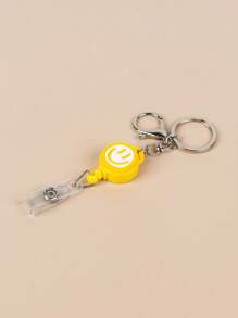 可伸缩笑脸钥匙扣双环商务钥匙扣可延长至 40 厘米，适用于卡片、身份证门禁卡、护士徽章等。背包装饰钥匙扣，适用于包包、汽车配件，适合女士