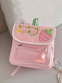 Back To School Large Capacity Cute Soft Campus Backpack, Niche Design Student Backpack For University/High School, Waterproof Clear Backpack, Casual Style For Outdoor Sports Or Travel Convenience - Pink - View 2