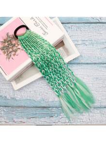 1pc Colorful Braided Ponytail Hair Scrunchie, 3-Strand Braid Ombre Gradient Short Synthetic Hair Scrunchie, Rainbow Stripe Polyester Fiber Hair Accessories, Suitable For All Seasons, Hair Styling Kit, Hair Tool Kit, Hairstyling Set