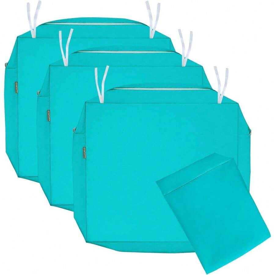 Local Delivery- Outdoor Cushion Slipcovers Waterproof 4 Pack Patio Chair Seat Cushion Covers With Zipper And Tie, 22 X 20 X 4 Inch, Replacement Cover Only - Turquoise - View 1
