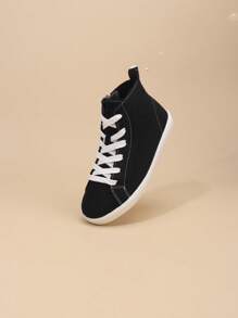 1 Pair Sports Shoes With Lace-Up And Zipper, Comfortable