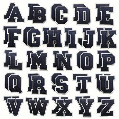 2 件海军蓝字母刺绣补丁贴花 DIY 字母熨烫补丁适用于服装缝制衣服包包上的名字补丁