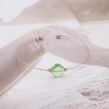 1 brazalete de acero inoxidable para mujer de moda con diseño abierto de piedra natural - geometría - Ver 49