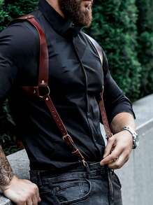 Fashion Men's Backpack, PU Leather Texture, Gothic Style Body Shaping, Easy To Match With Jeans, Daily Essentials