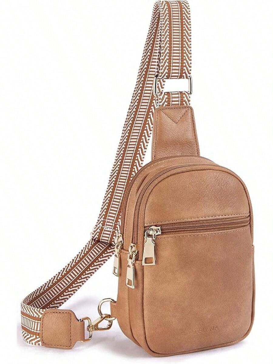 Pequeña Bolsa de Hombro para Mujeres de Cuero Vegano, Moda, Riñonera, Bolsas Cruzadas para Mujeres para Viajes - 1-camello marrón - Ver 1