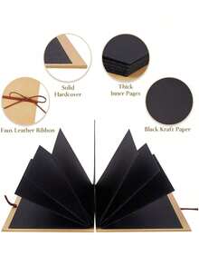 Scrapbook Albums Hardcover Photo Albums With DIY Accessories Set, Stretchable Folding Adventure Book, Kraft Paper Photos Collection Memory Book For Wedding Anniversary Valentine's Day Christmas School Supplies, Back To School - Black - View 3