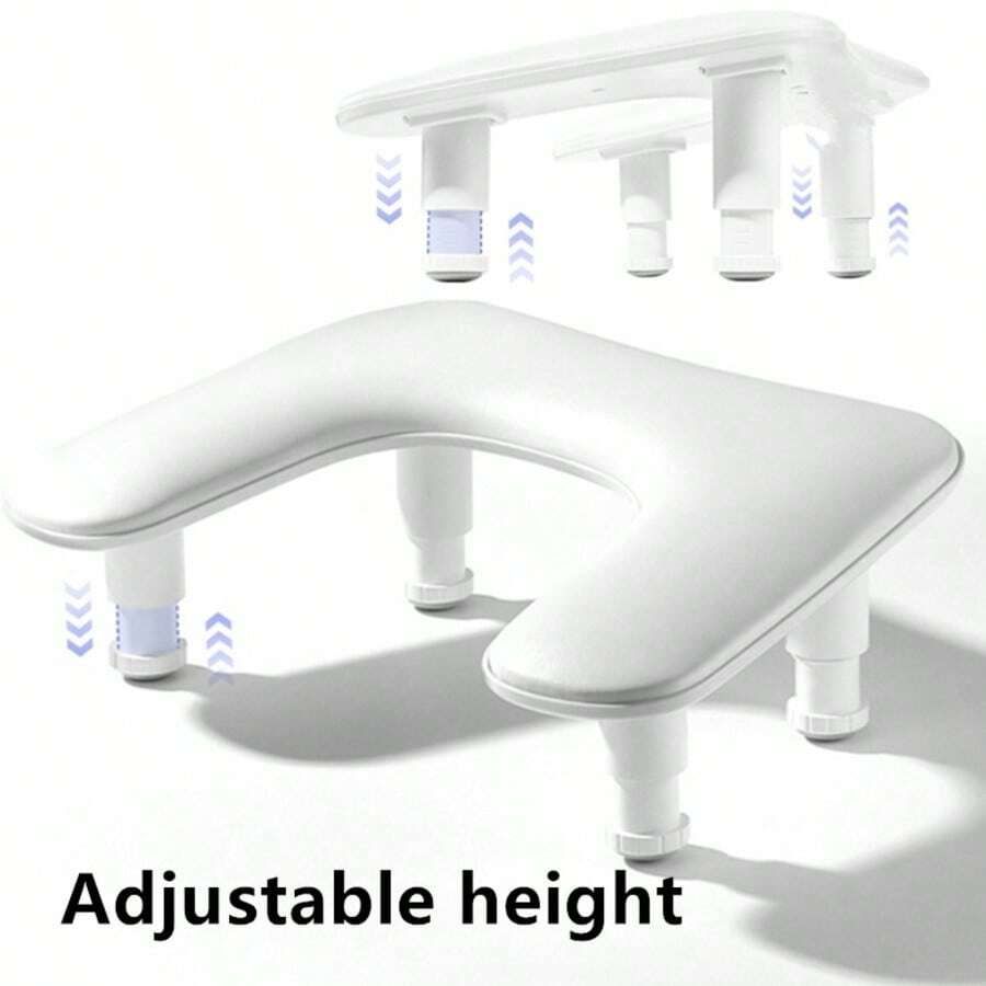 美甲师专用美甲扶手：U 型可调节美甲扶手 - 白色 PU 皮革手托，适用于美甲师