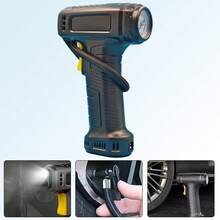 便携式空气压缩机，轮胎充气泵，150 PSI车载充气泵。配备LED工作灯，并附赠EVA收纳盒。有线版不含电池；无线版包含7.4V 2000mAh锂离子电池。支持快速充气和自动断电功能。适用于汽车/摩托车/自行车/篮球等，也可作为汽车配件/礼品使用。 - 黑色 - 查看 5