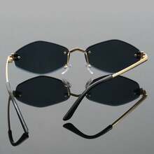 1 件装无框时尚钻石形豹纹时尚眼镜，前卫时尚，优雅 - 彩色 - 查看 5