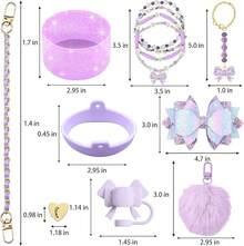 11PCS Complete Tumbler Accessories Set, Ultimate Value Pack With Full Protection & Decor, All-In-One Kit - 3 Purple - 查看 3