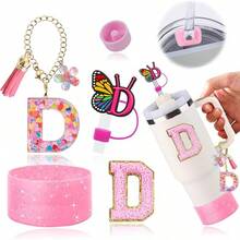6PCS Cup Accessories Set For 30oz 40oz, Compatible With Stanley Cup Letter Charms For Handle Silicone Boot,Straw Cover Topper & Sticker (Letter S) - Letter D - View 1