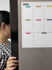 可擦除每周计划本，可擦拭磁性冰箱贴，带可擦除红蓝黑色水彩笔，热擦除白板 - 可重复使用的厨房和餐厅备忘板磁性公告板冰箱贴贴纸白板用于书写提醒每周计划备忘录日历，学校家庭厨房和办公室装饰，日常生活用品完美的返校季礼物